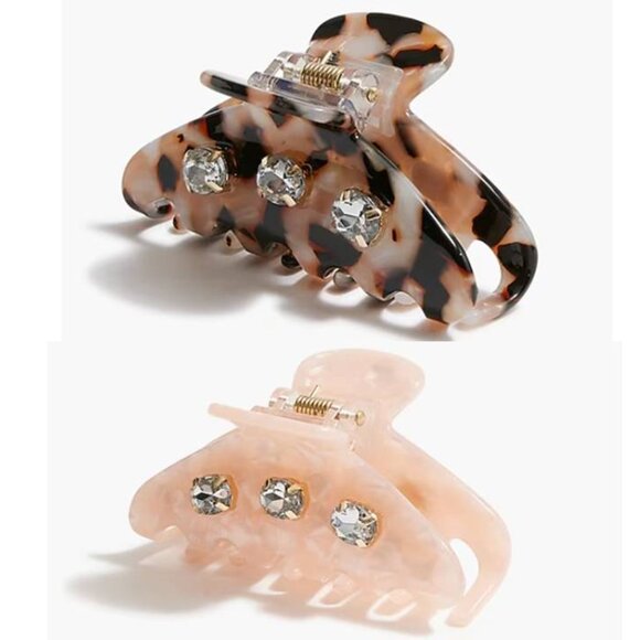 Set pf 2 J Crew Womens Rhinestone Claw Hair Clip - Picture 1 of 7